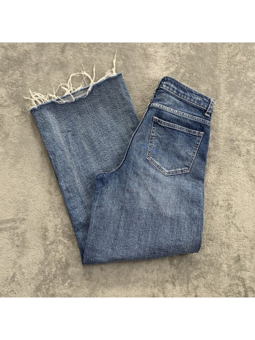 Habitual Denver Jeans Womens 4/27 Blue Denim Wide Leg High Waist Raw Hem Fade